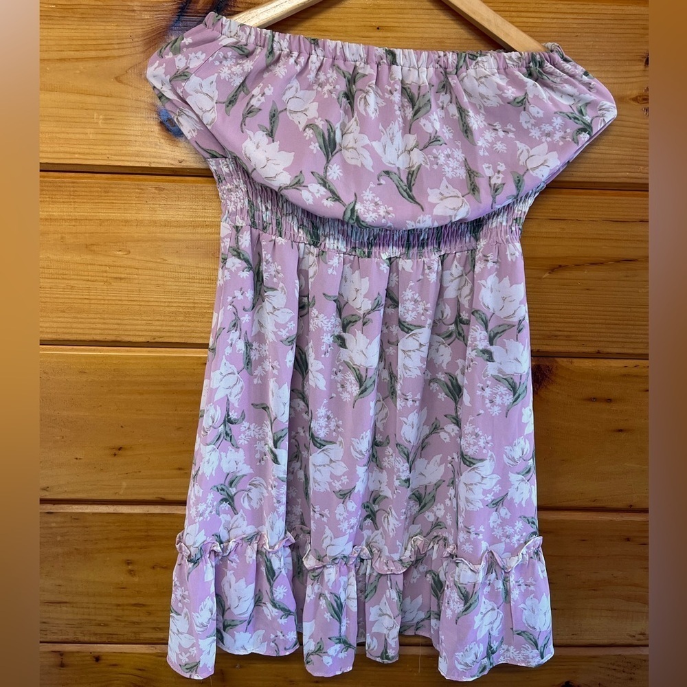 She + Sky Strapless Mini Dress Women M Polyester Flowy Swing Boho Hippie Trendy